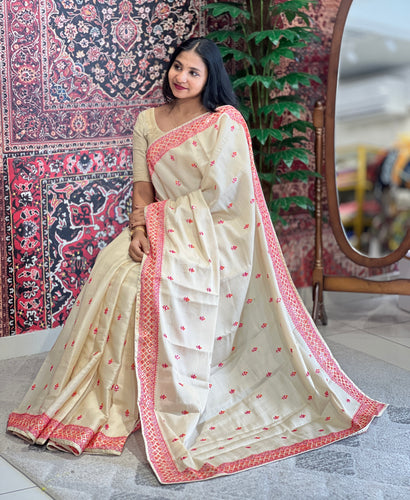 Kutch Work Embroidery Detailed Silk Crepe Saree | ARS342