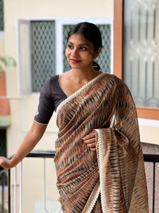 Ikat Inspired Printed Chanderi Finish Saree | DVS120