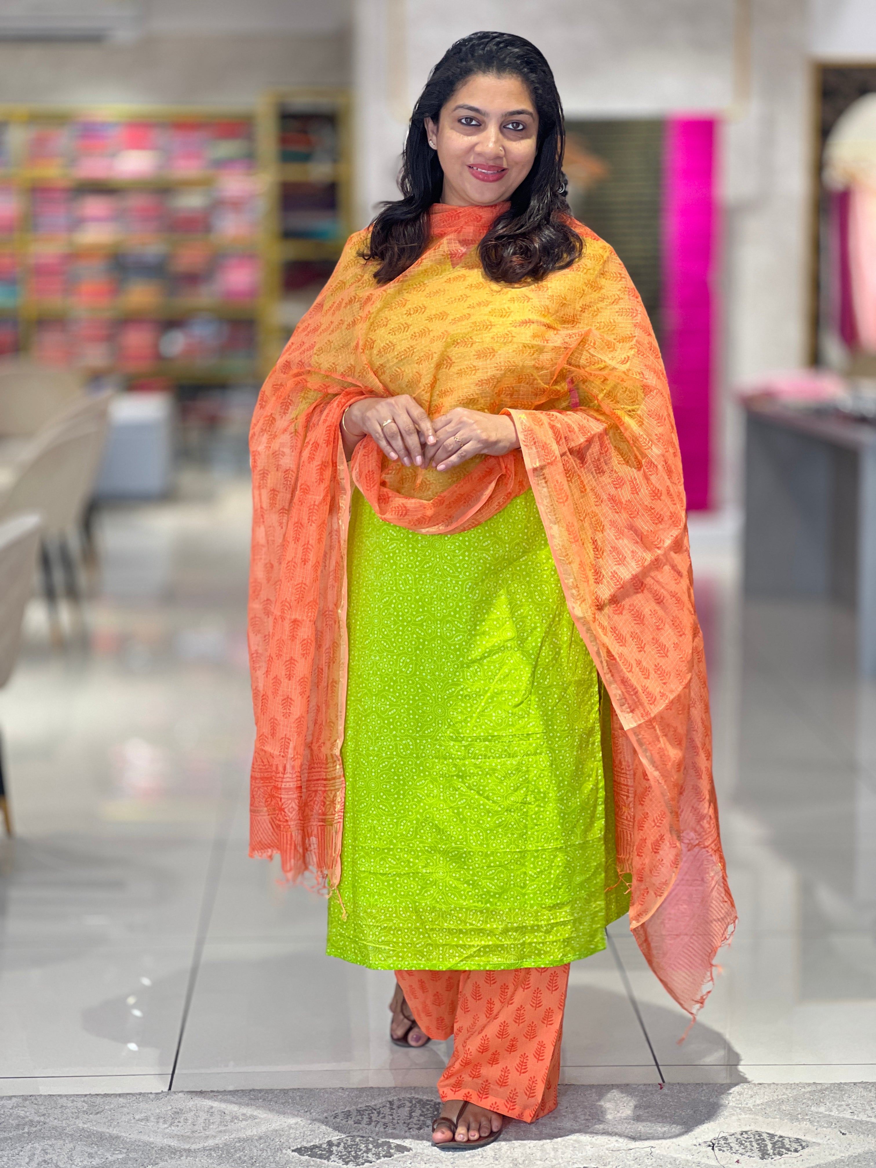 Hand Block Printed Cotton Unstitched Salwar Set | JKL229