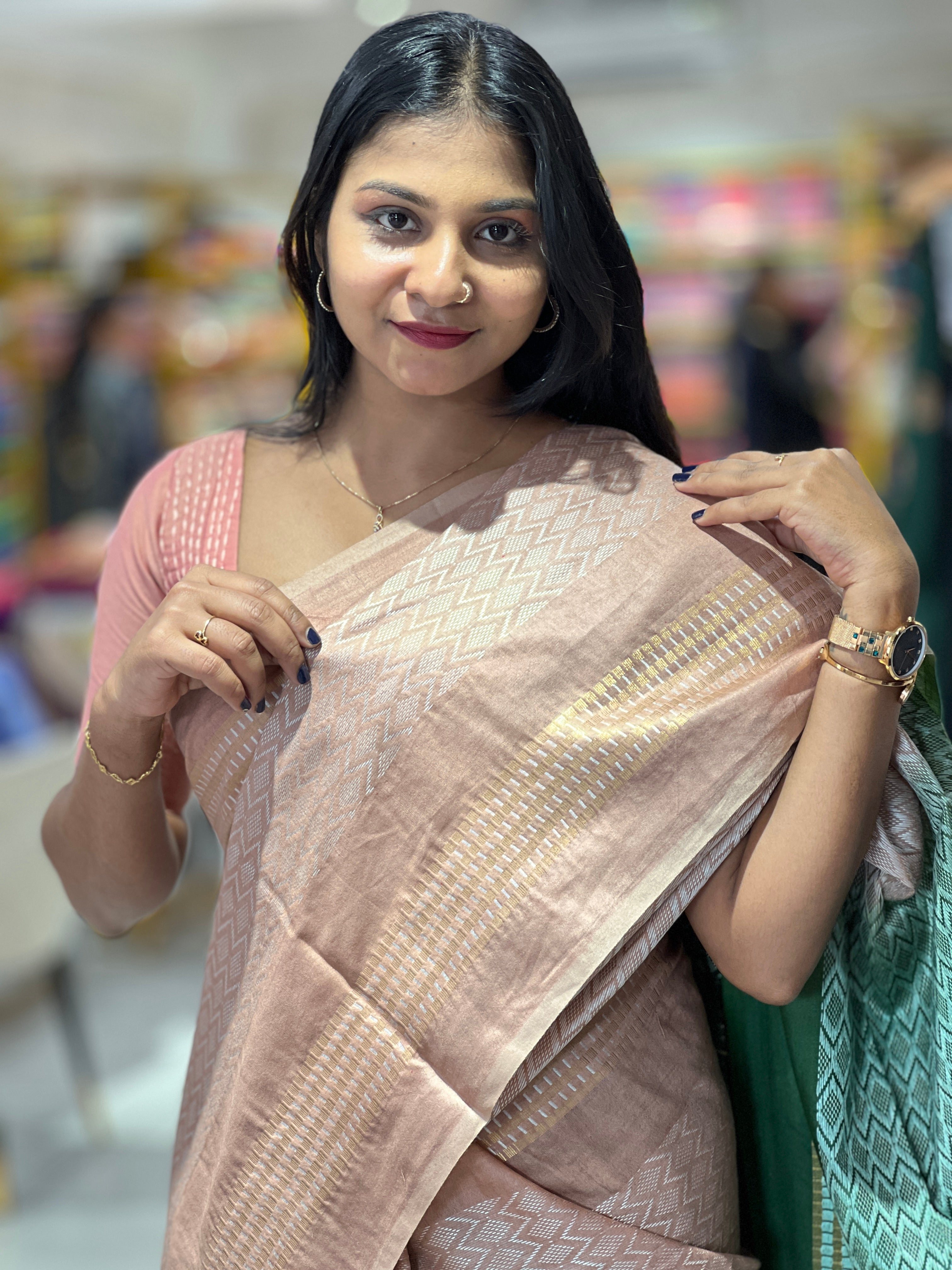 Kantha Woven Bhagalpuri Linen Saree | NHH425