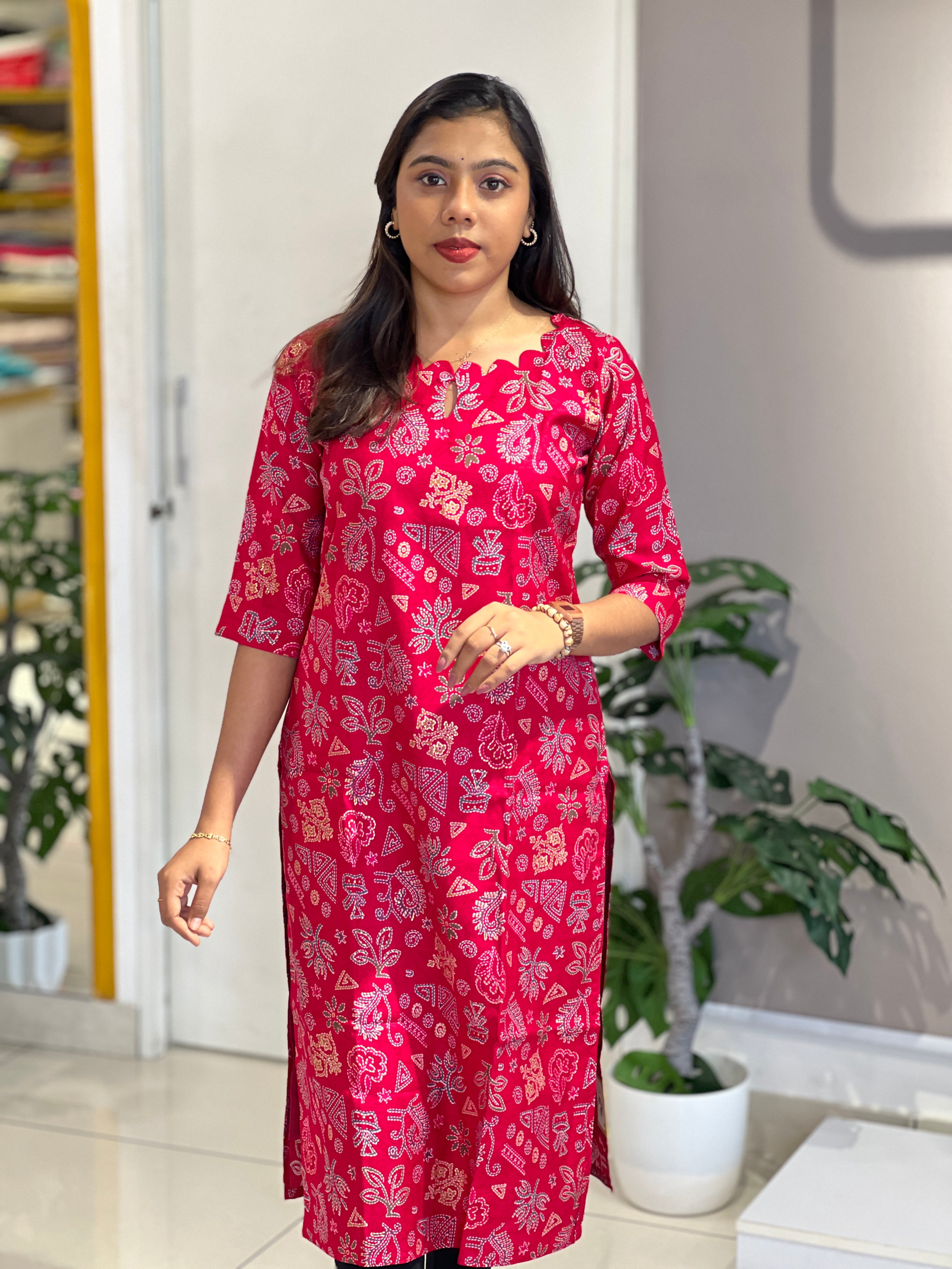 Floral printed Pattern Semi Silk Kurta | MSN171