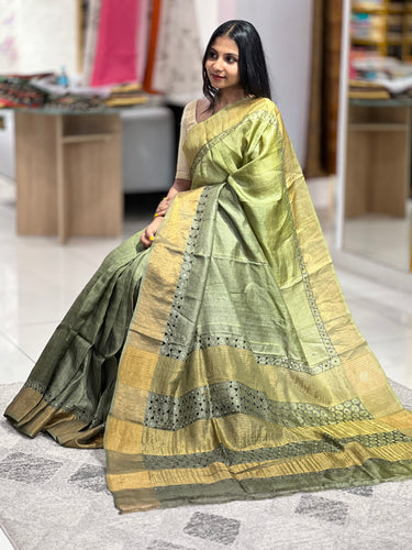 Mirror With Cut Work Detailed Tussar Saree | COC104