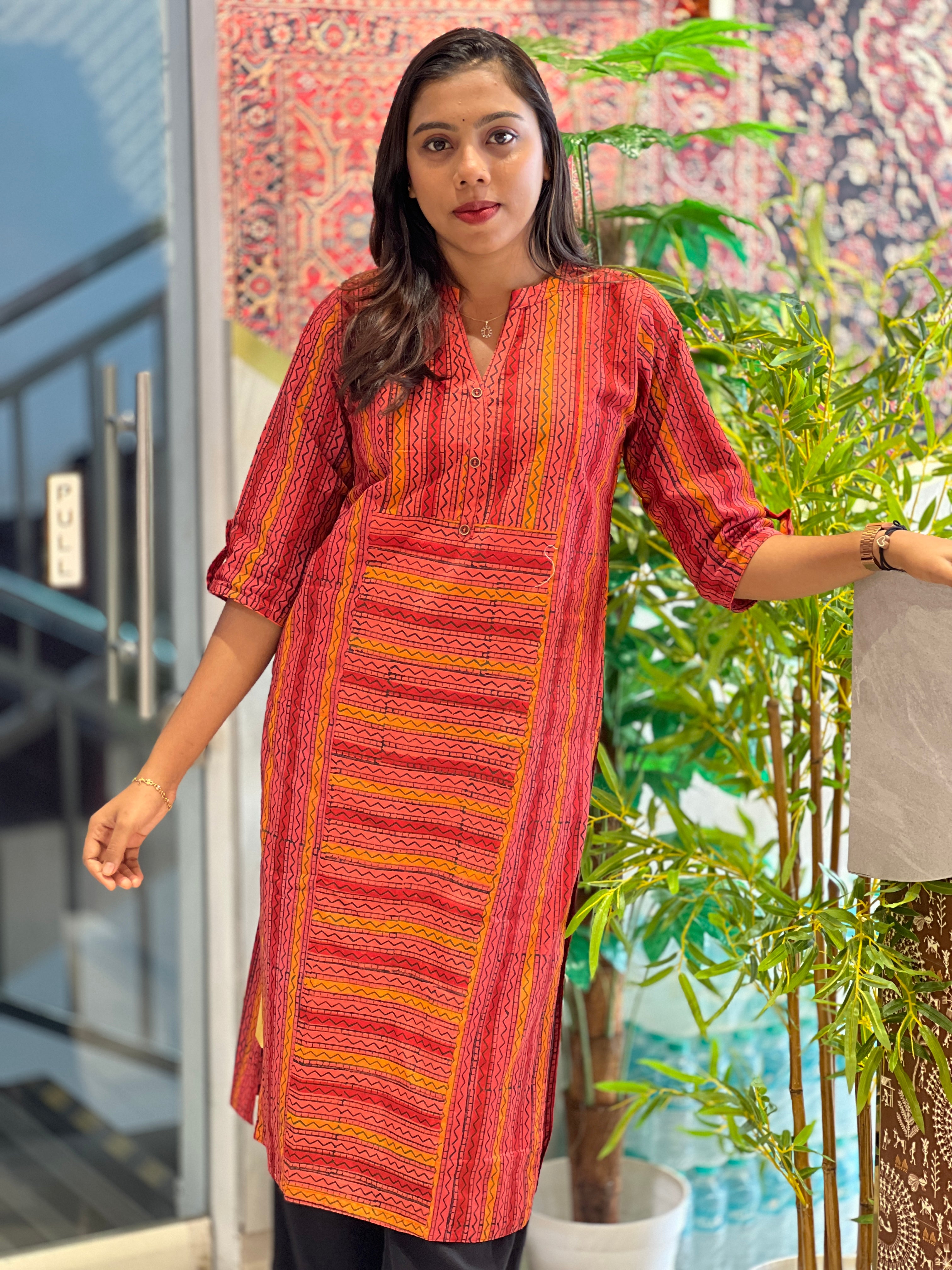 Zigzag Print Cotton Kurta  | RMLA147
