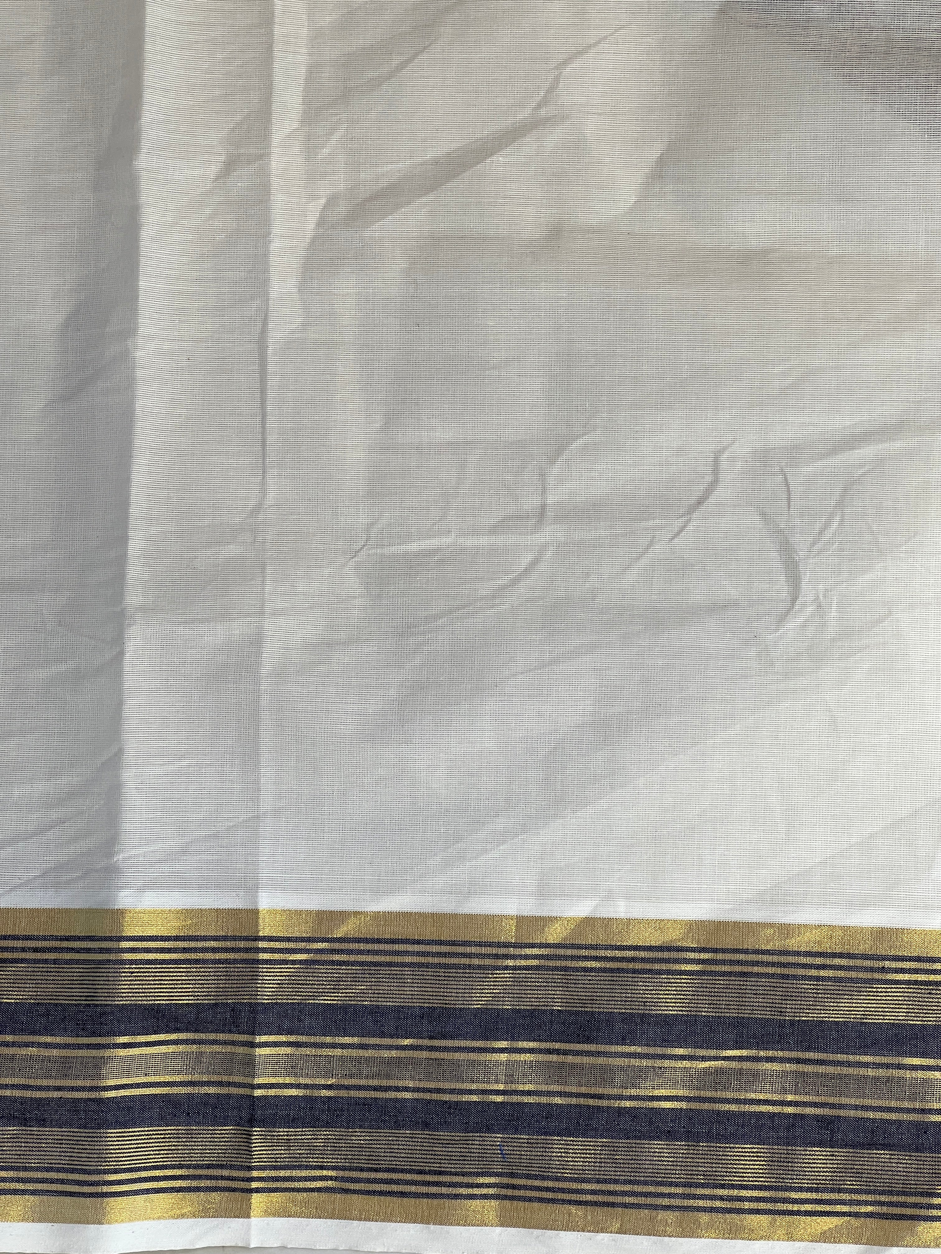 Kara With Zari Stripe Border Detailed Kerala Cotton Saree | KL362