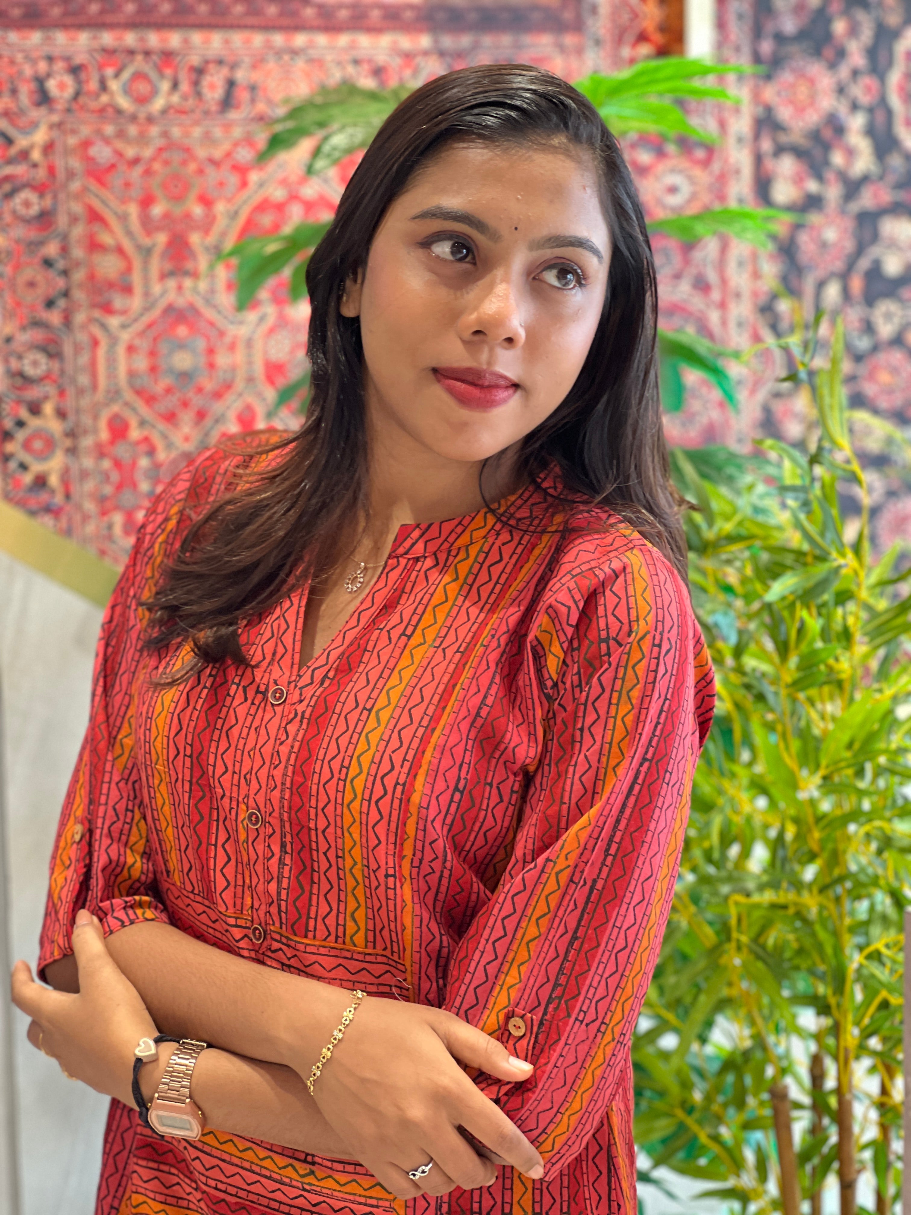 Zigzag Print Cotton Kurta  | RMLA147