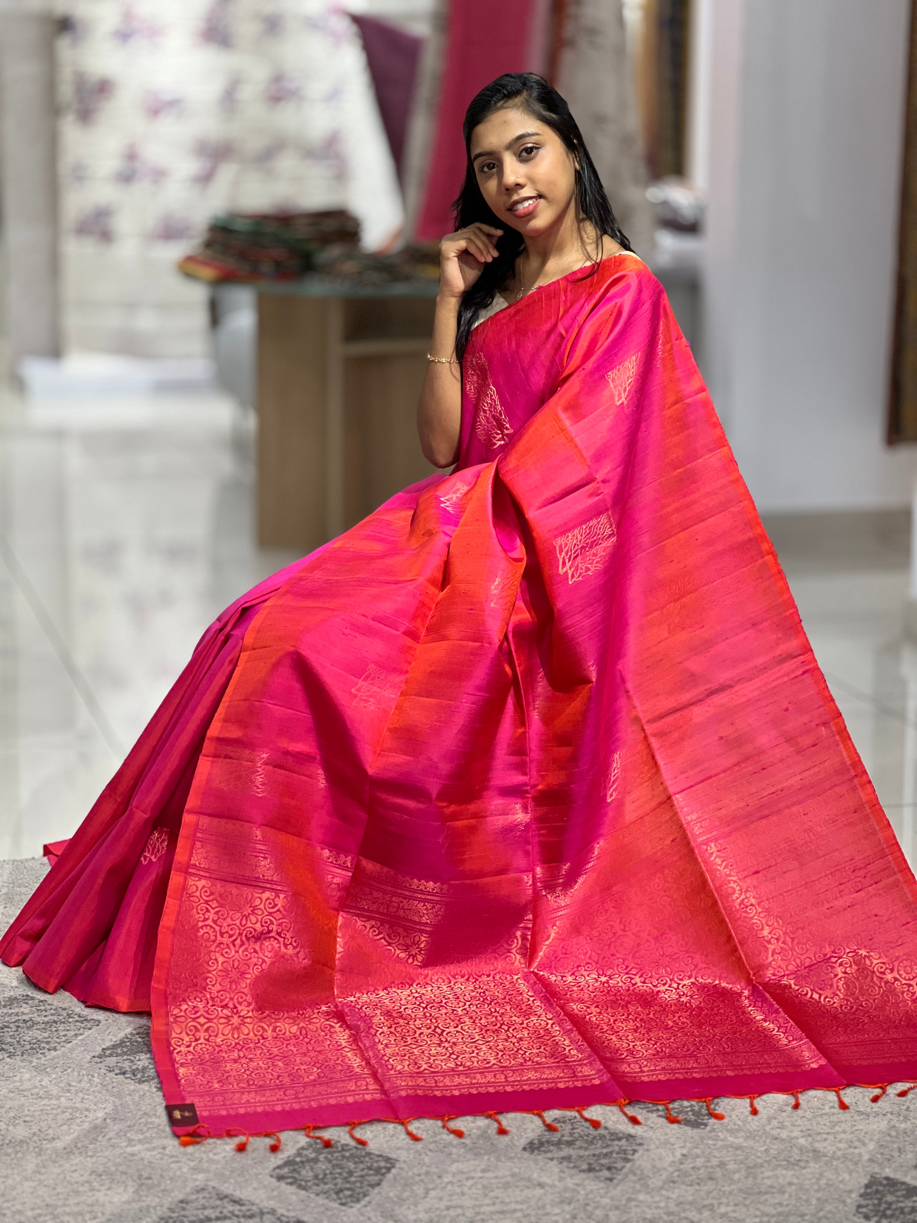 Zari Motif Raw Silk Saree | TT285
