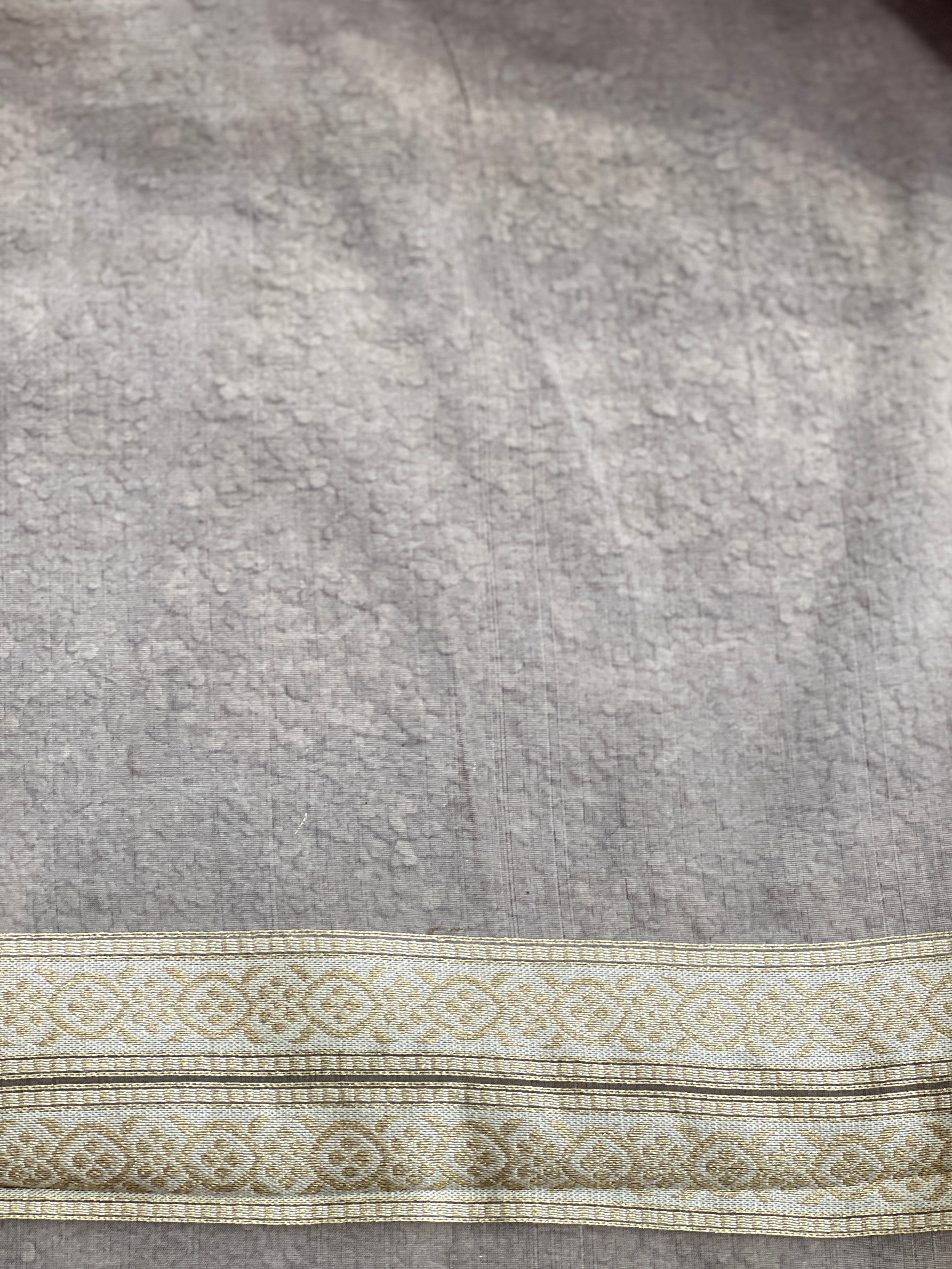 Lehar Pattern Kora Banarasi Saree | KMM129