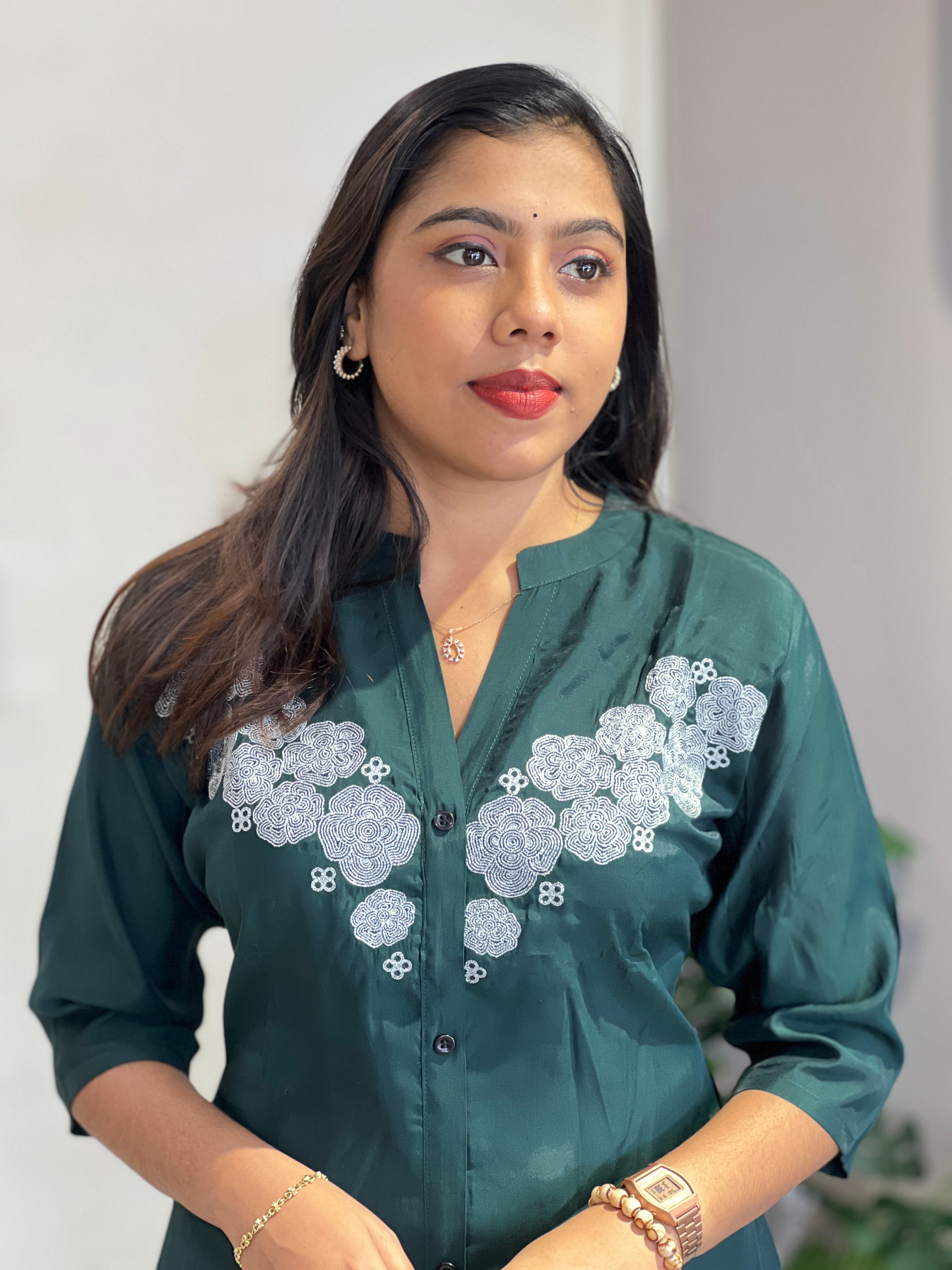 Embroidered Mul Chanderi Kurta | MSN189