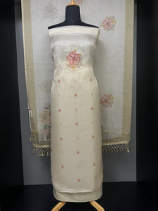 Floral Design With Embroidery Highlighted Silky Kota Salwar Set | MS800