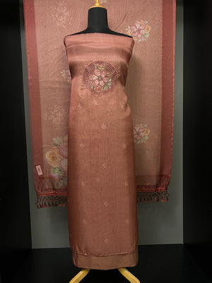 Yoke Cut Work Design With Embroidery Highlight Silky Kota Salwar Set | MS813