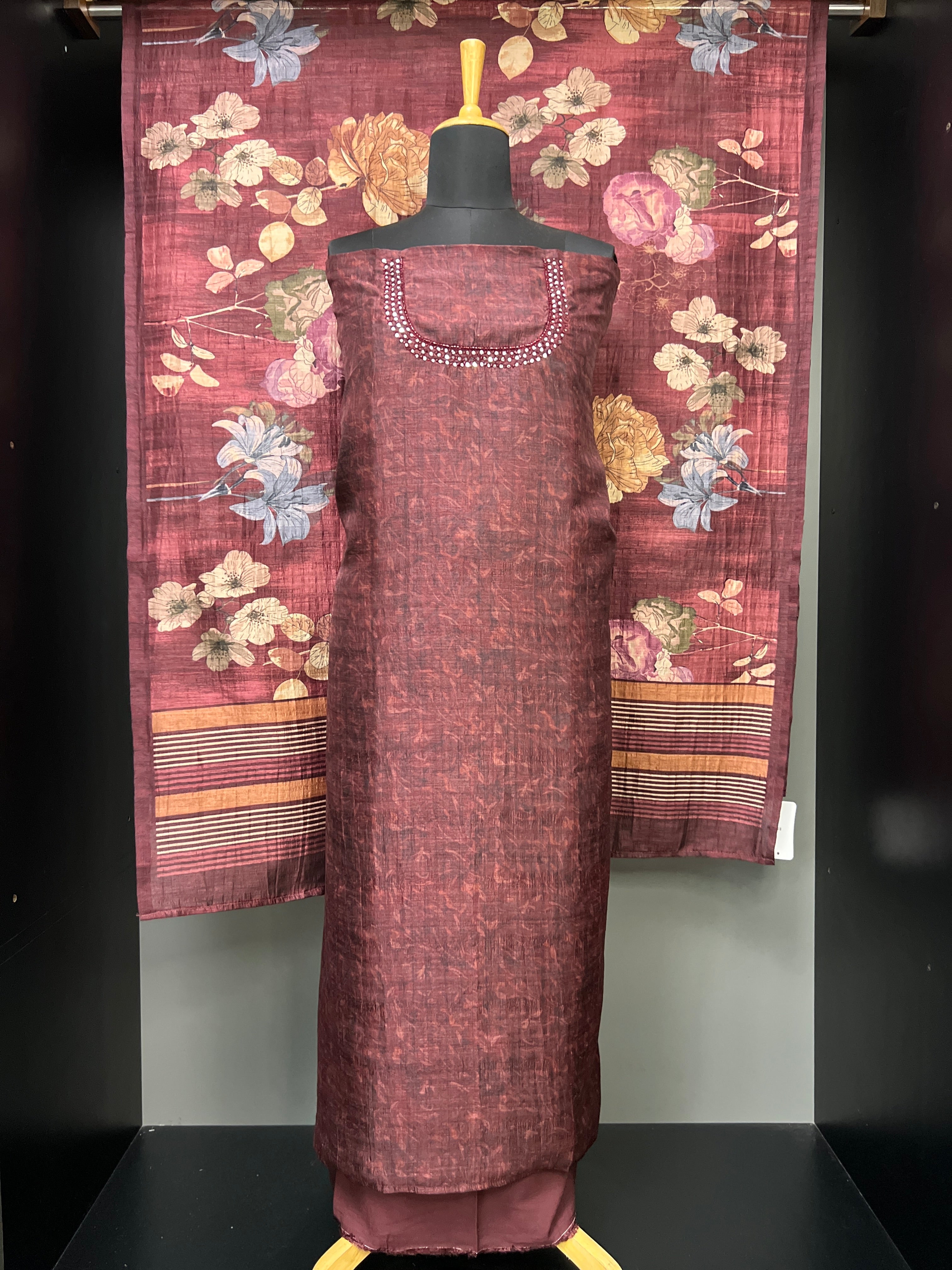 Printed Pattern Tussar Finish Salwar Set | SW1937