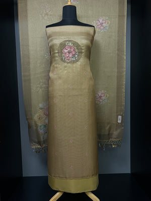Yoke Cut Work Design With Embroidery Highlight Silky Kota Salwar Set | MS814