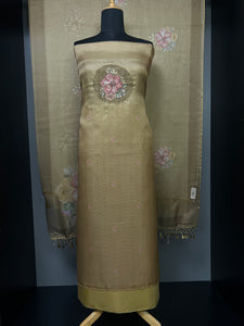 Yoke Cut Work Design With Embroidery Highlight Silky Kota Salwar Set | MS814