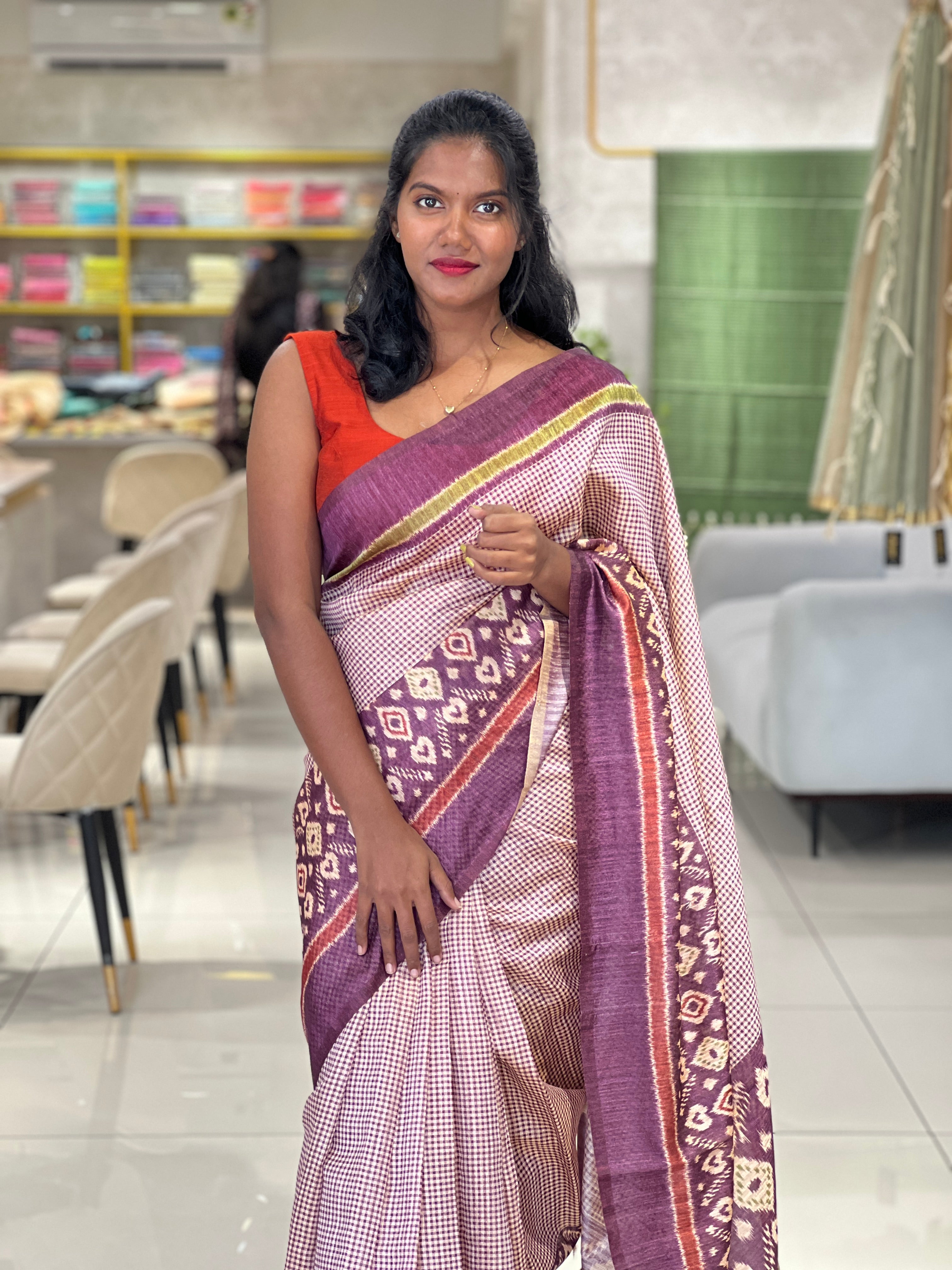 Printed Geecha Tussar Finish Saree | GMS158