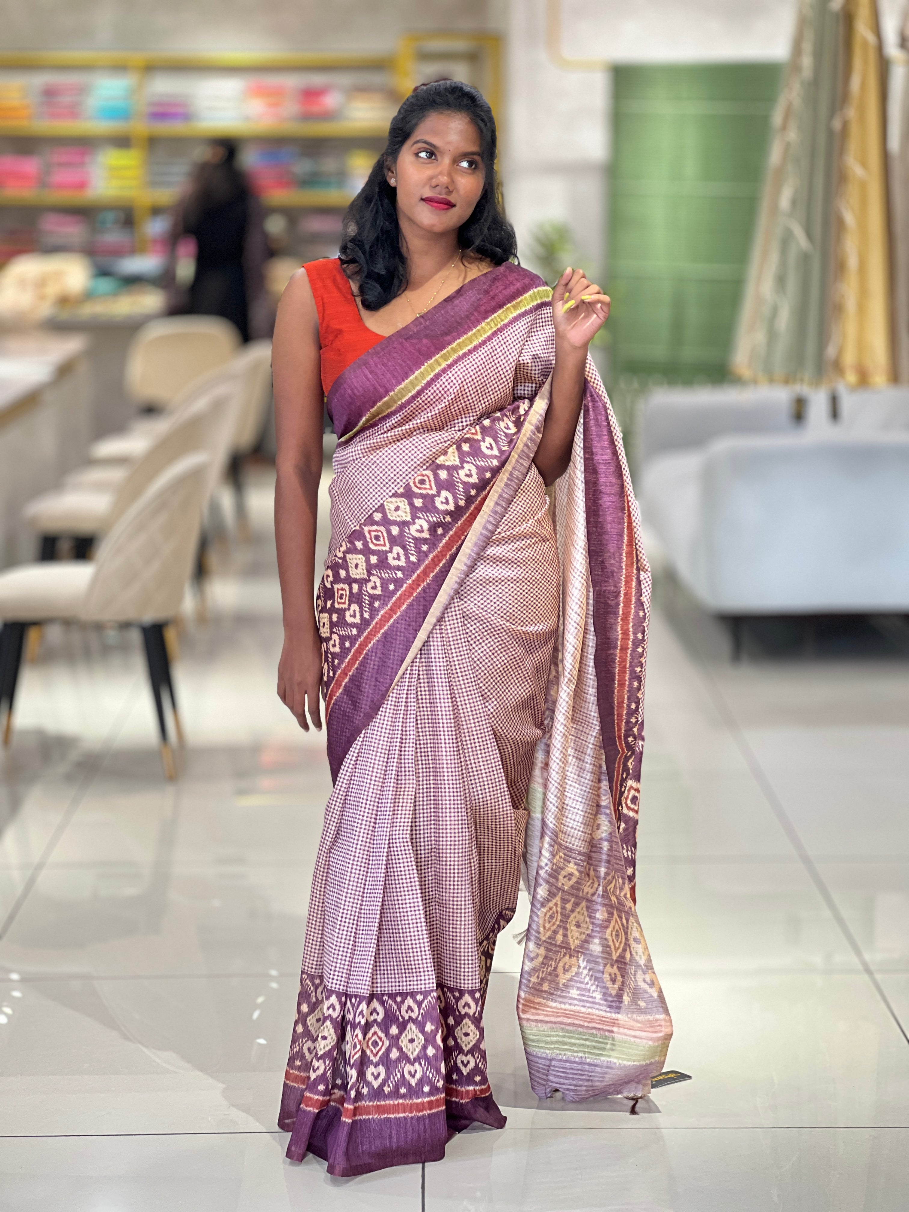 Printed Geecha Tussar Finish Saree | GMS158