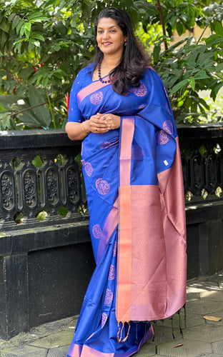 Copper Zari  Woven Semi Silk Saree | PRS200