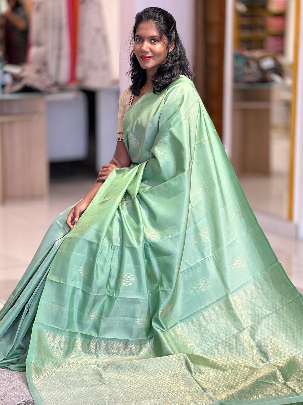 Golden Zari Woven Soft Silk Saree | TT244