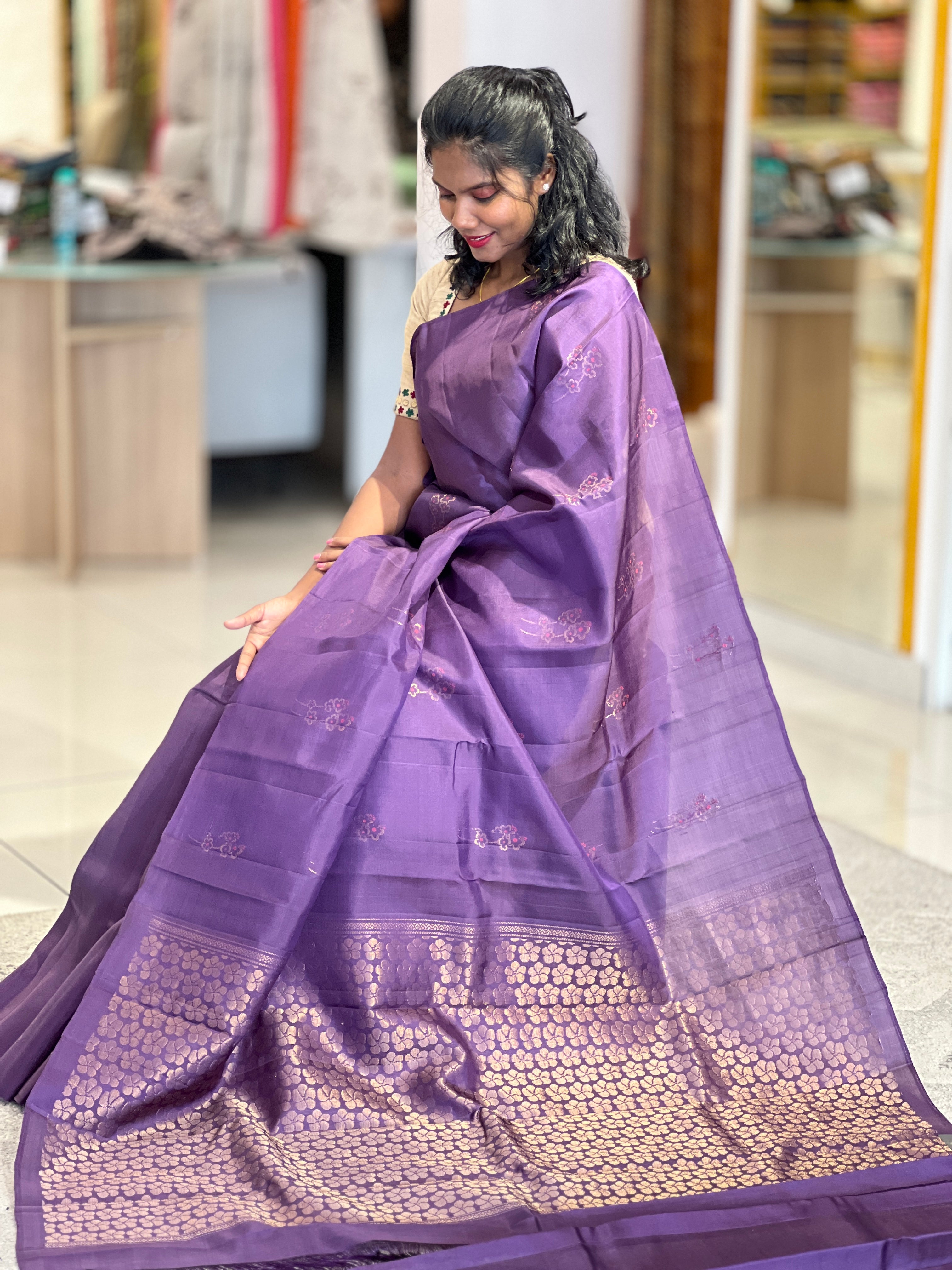 Golden Zari Woven Soft Silk Saree | TT243