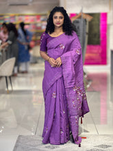 Floral Embroidered Tussar Finish Saree | RP695