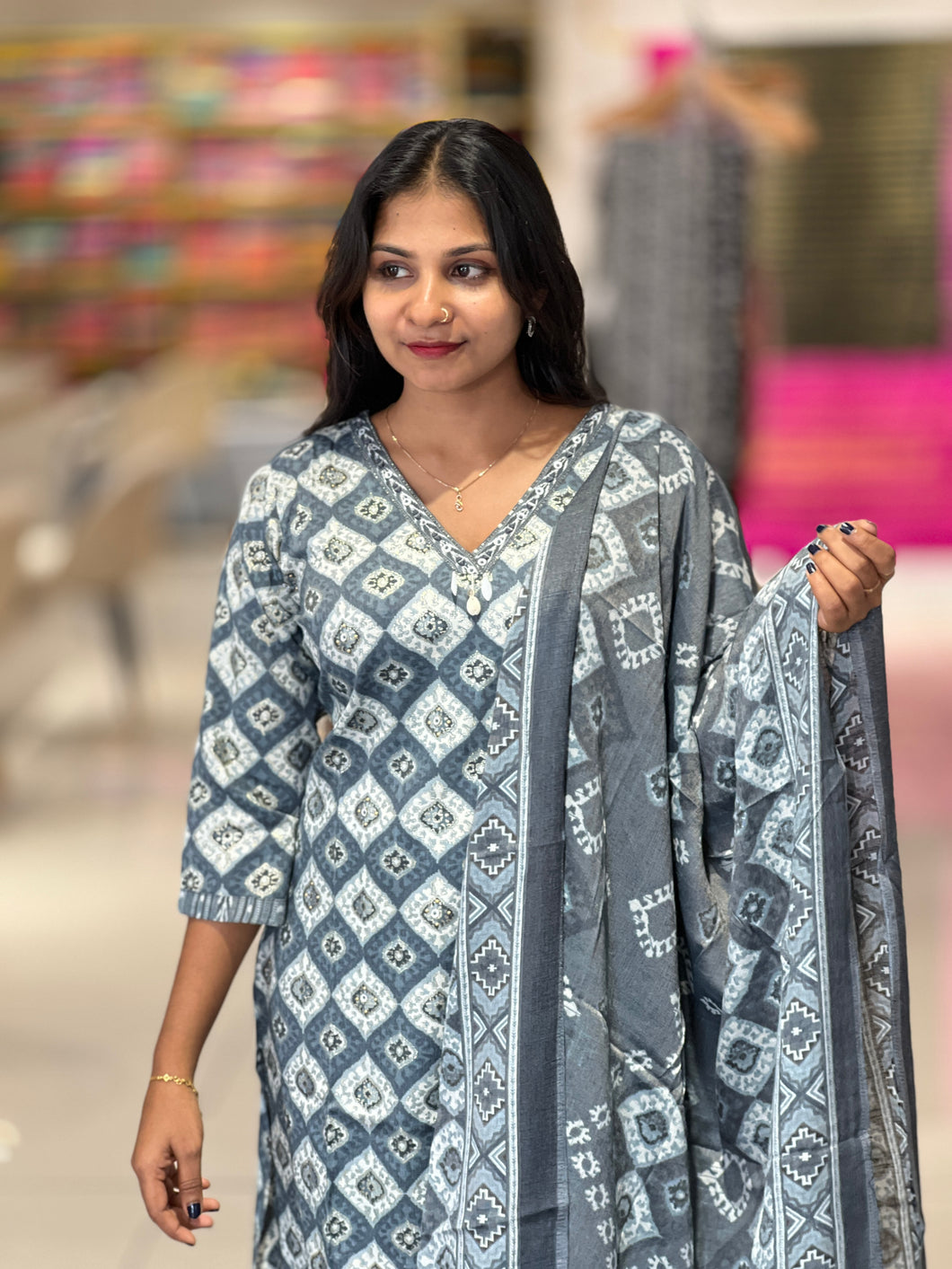 Printed Cotton Rayon Blended Kurta Set | FW245