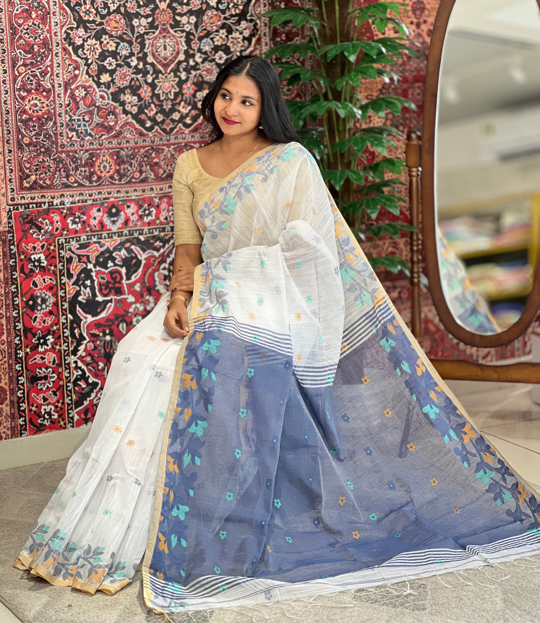 Jamdani Weaved Cotton Blended Saree | RP445
