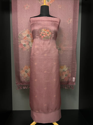Yoke Cut Work Design With Embroidery Highlight Silky Kota Salwar Set | MS810