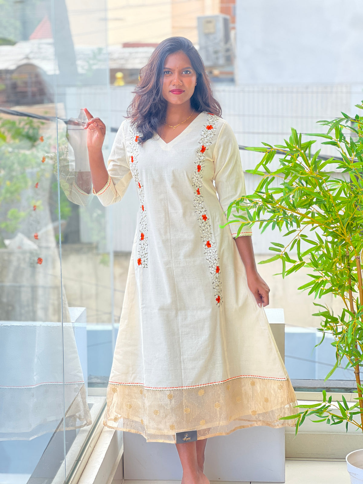 Kanakamulla Embroidery Design Kerala cotton Kurta | DN815