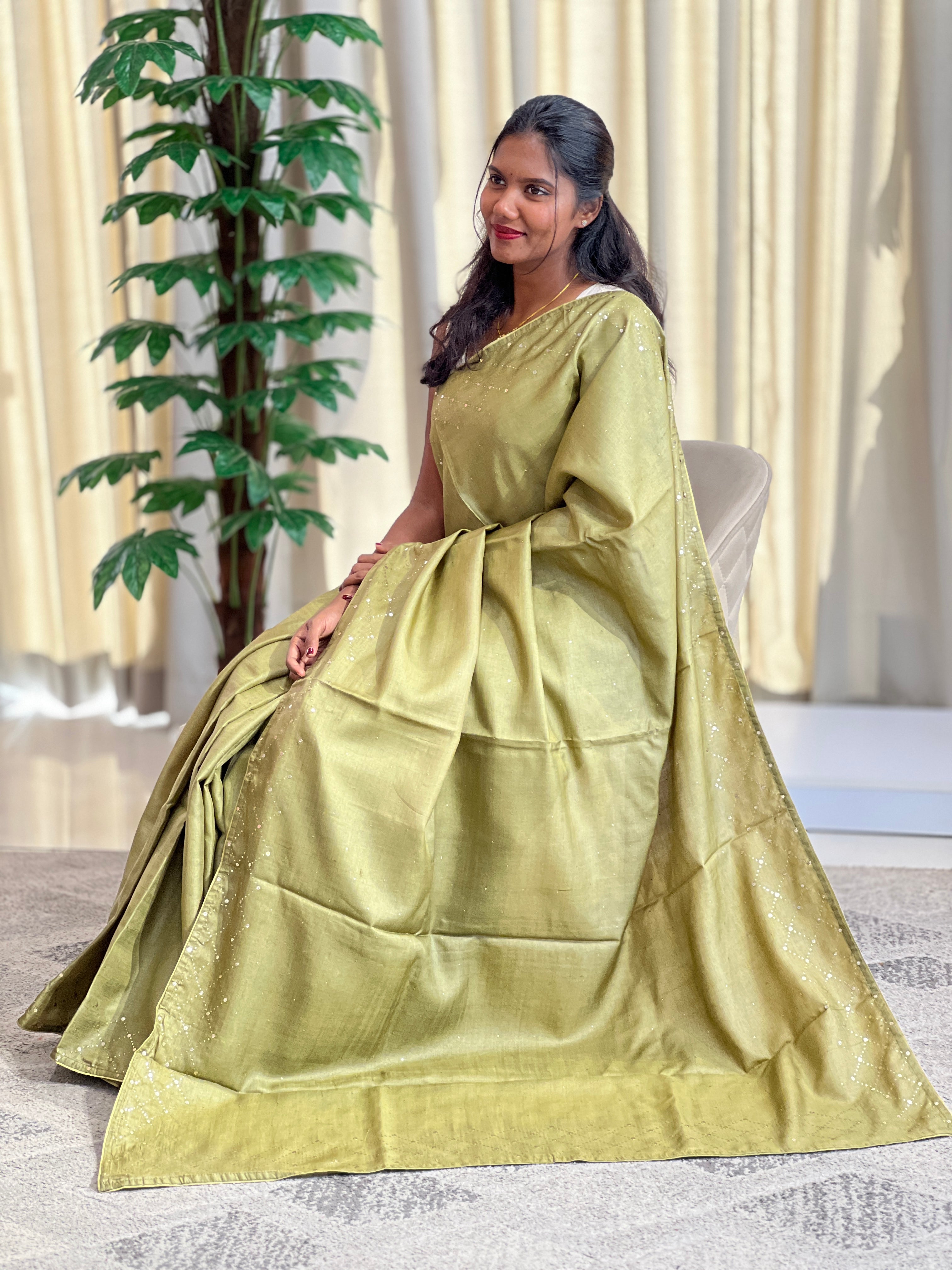 Handcrafted Mukaish Work Desi Tussar Saree | SBS1453