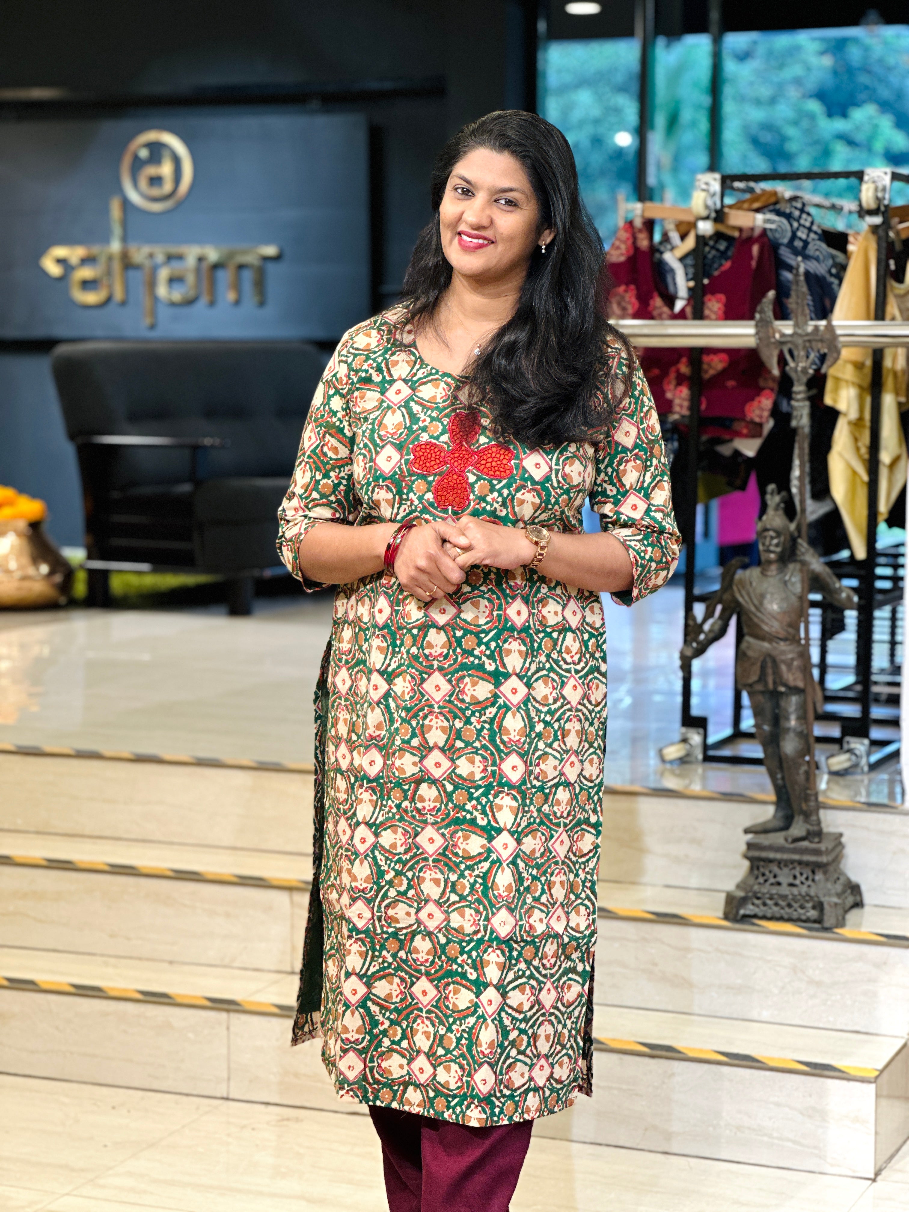 Print With Cut Work Detailed Cotton Kurta | DNT772