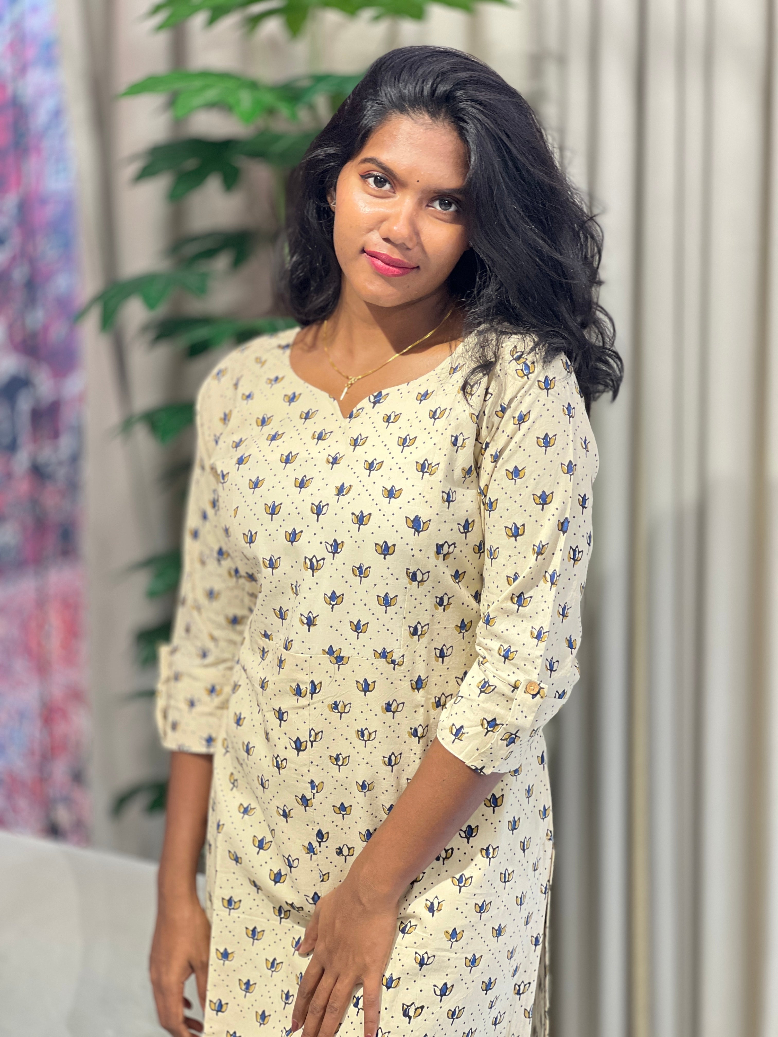 Floral Printed Cotton Kurta | RMLA122