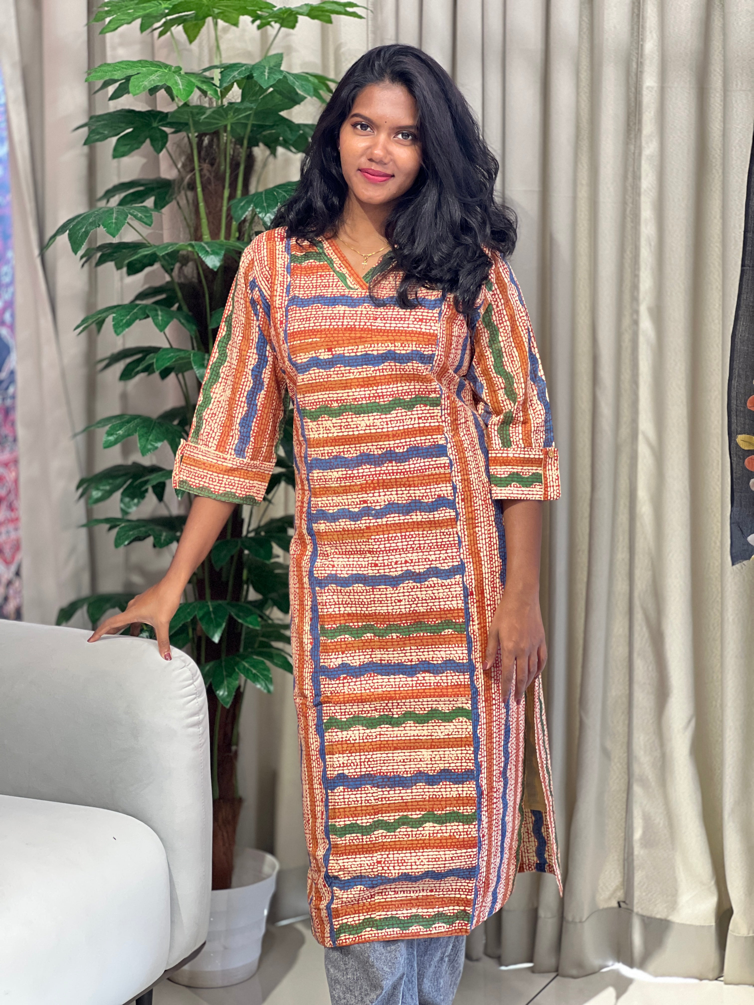Zigzag Pattern Cotton Kurta | RMLA151