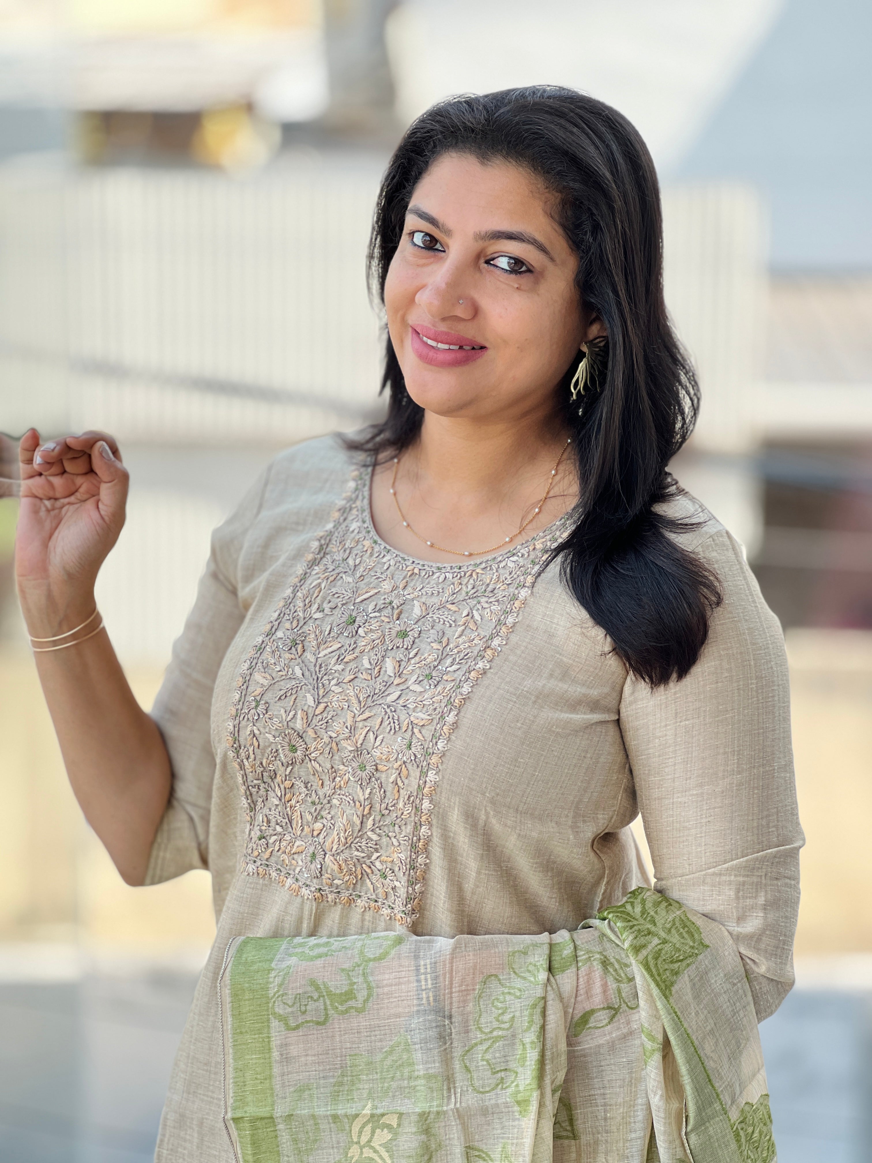 Hand Embroidery Detailed Chanderi Salwar Set | MM470