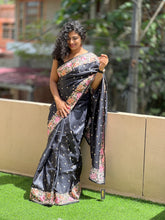 Machine Embroidery Floral Pattern Pure Tussar Saree | SBS641