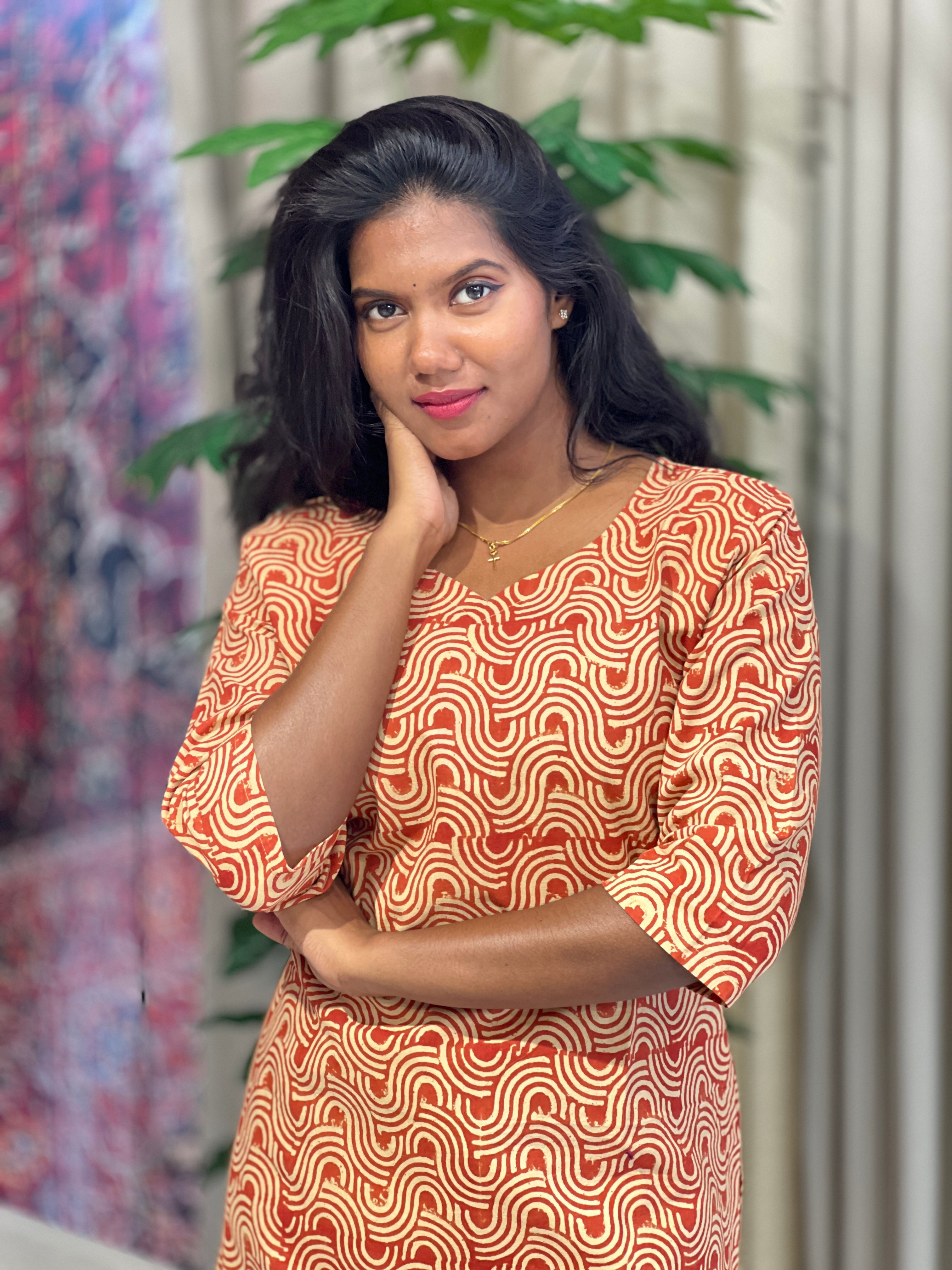 Geometrical Printed Cotton Kurta | RMLA143