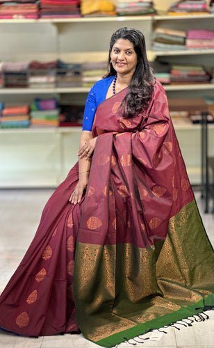 Leaf Pattern Semi Silk Saree | PRS196