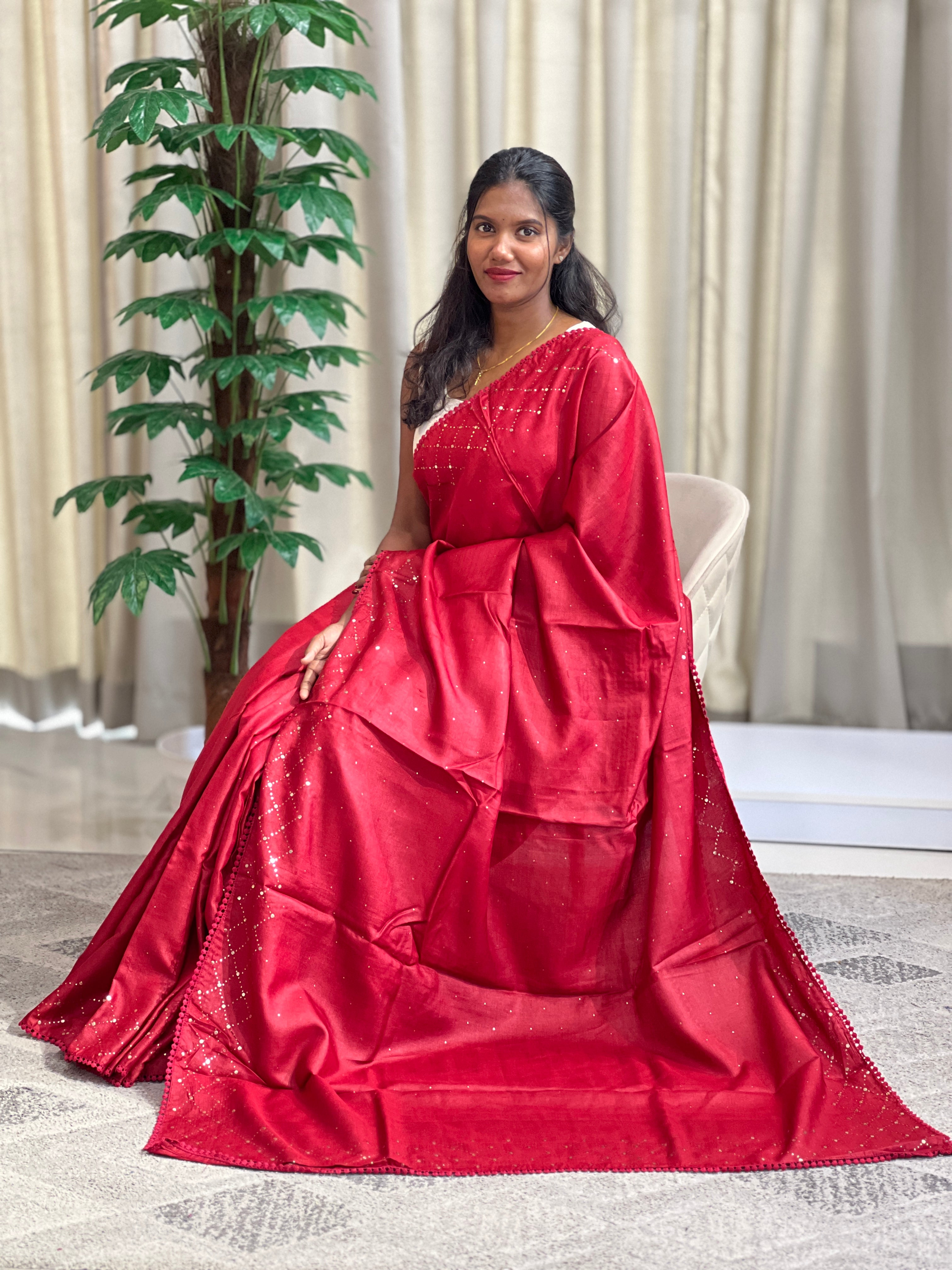 Handcrafted Mukaish Work Desi Tussar Saree | SBS1465