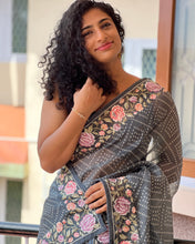 Screen Printed Design & Machine  Embroidery Organza Saree | SBS608