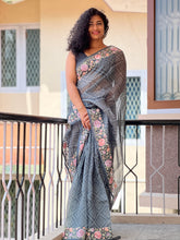 Screen Printed Design & Machine  Embroidery Organza Saree | SBS608