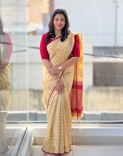 Traditional Elephant Motifs Design Semi Silk Saree | SSN167