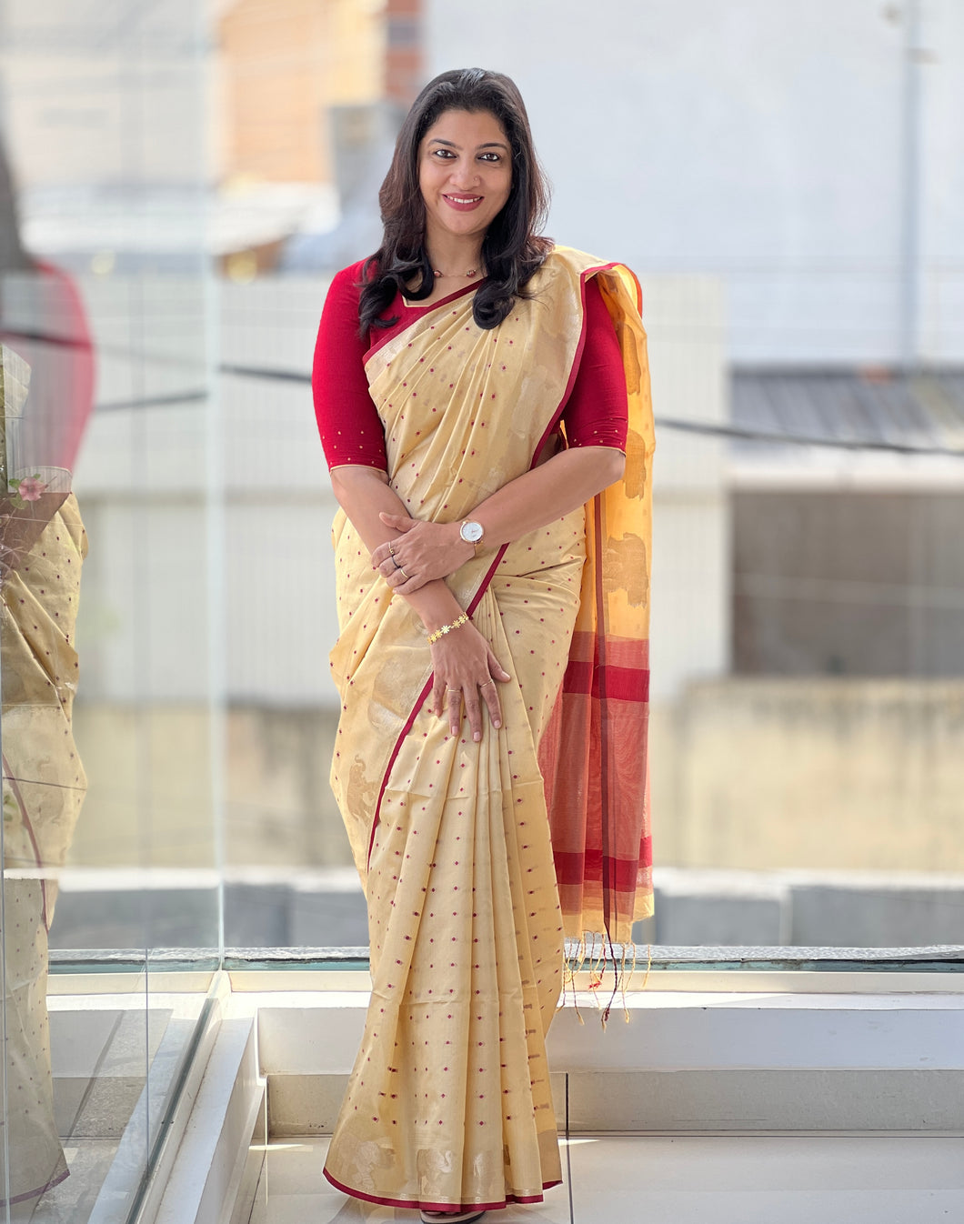 Traditional Elephant Motifs Design Semi Silk Saree | SSN167
