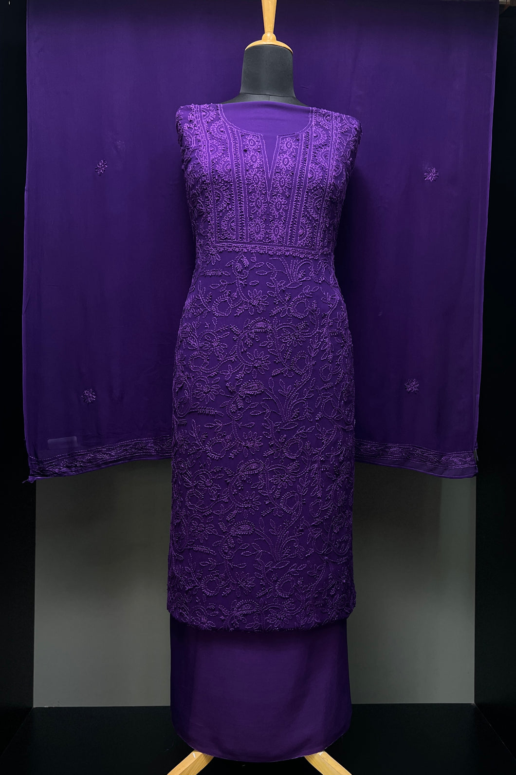 Chikankari Hand Embroidered Georgette Salwar Set  | GMA152