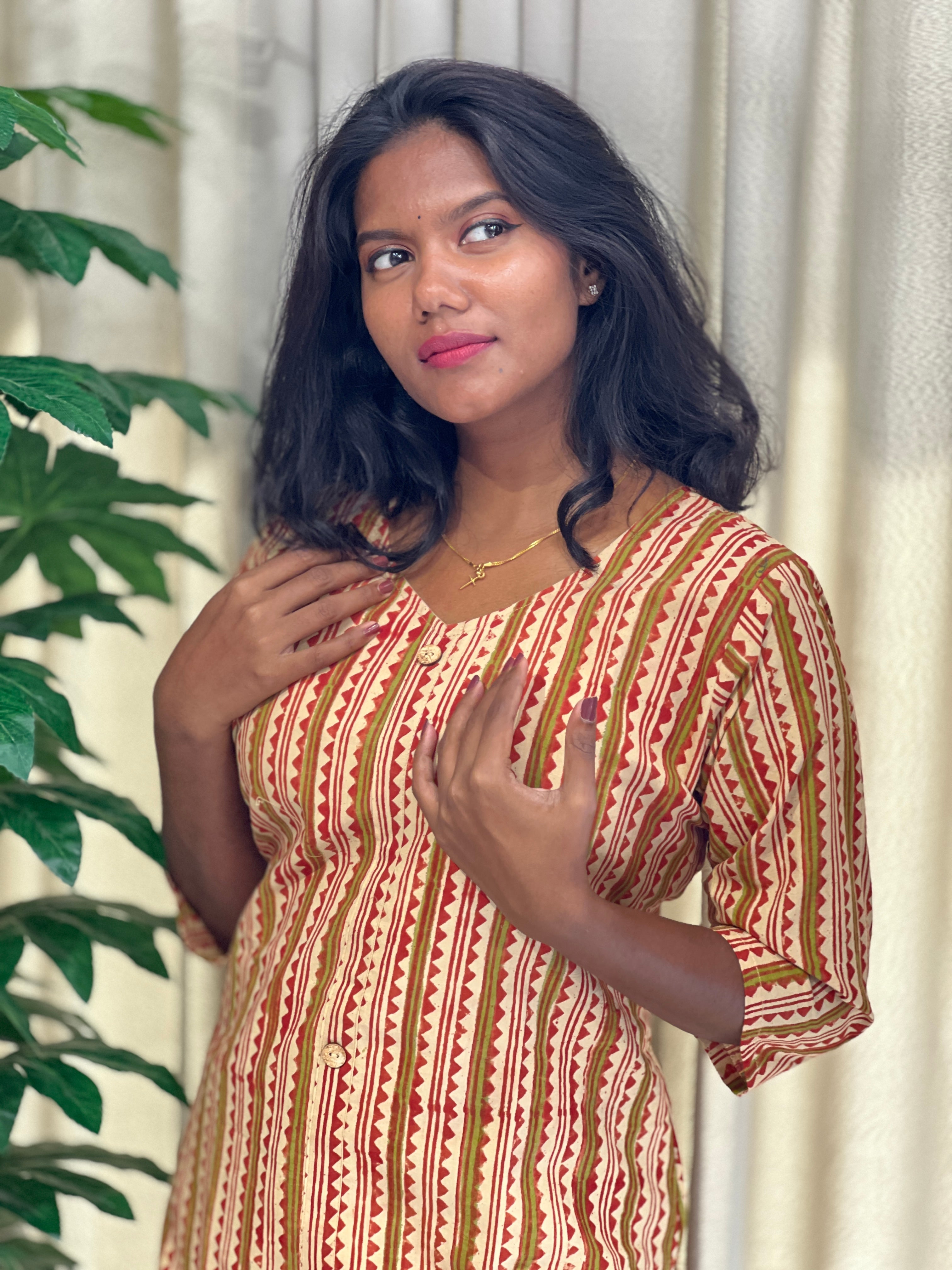 Zigzag Pattern  Cotton Kurta | RMLA130