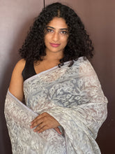Kantha Machine Embroidery Design Organza Saree | SBS606
