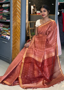 Zari Border Geecha Tussar Saree | HS996