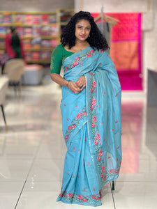 Cross Stitch Embroidery Chanderi Sarees | RP468