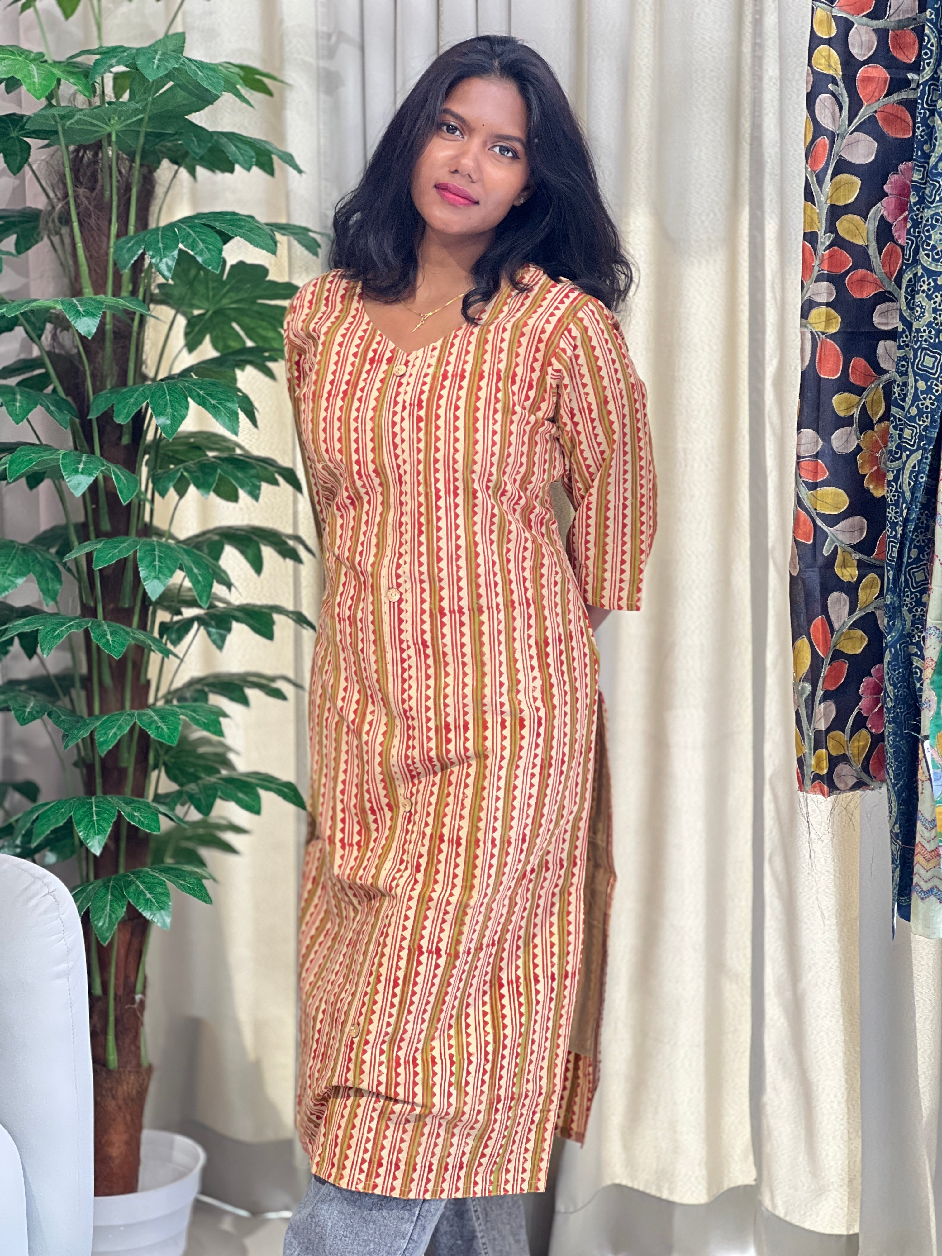 Zigzag Pattern  Cotton Kurta | RMLA130