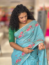 Cross Stitch Embroidery Chanderi Sarees | RP468