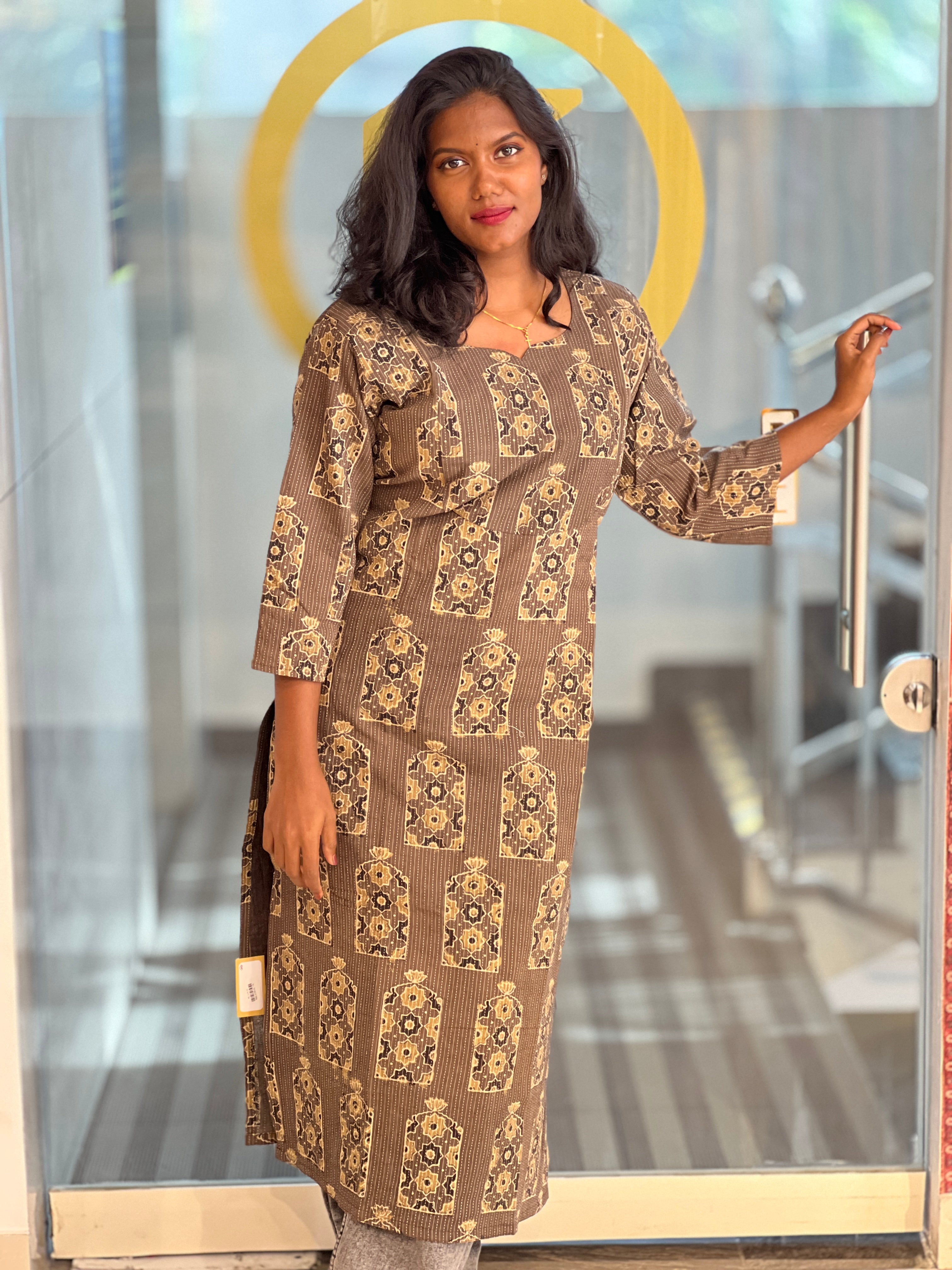 Printed With Kantha Highlighted Cotton Kurta | RMLA159