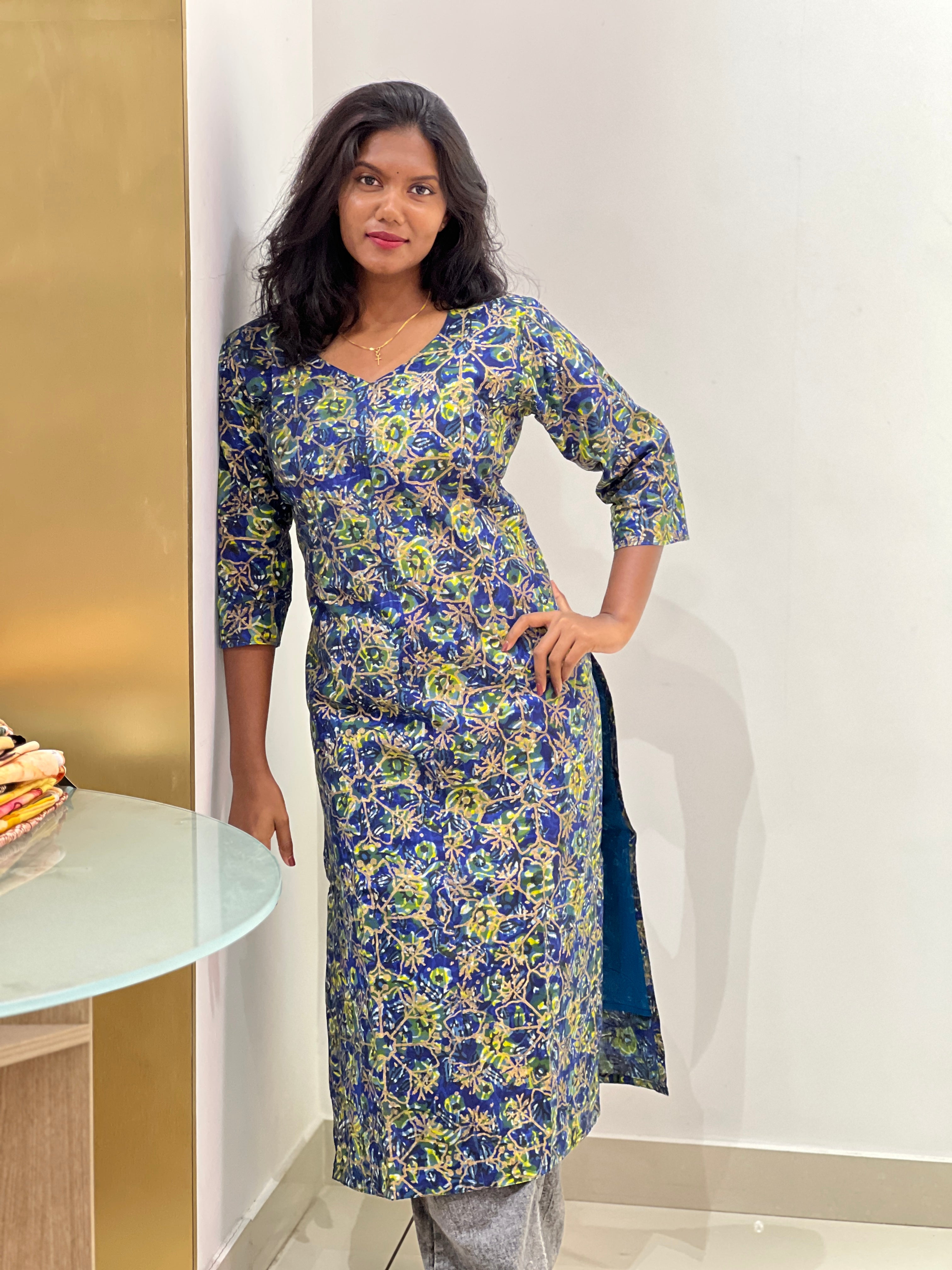 Printed Patterned Cotton Kurta | RMLA131