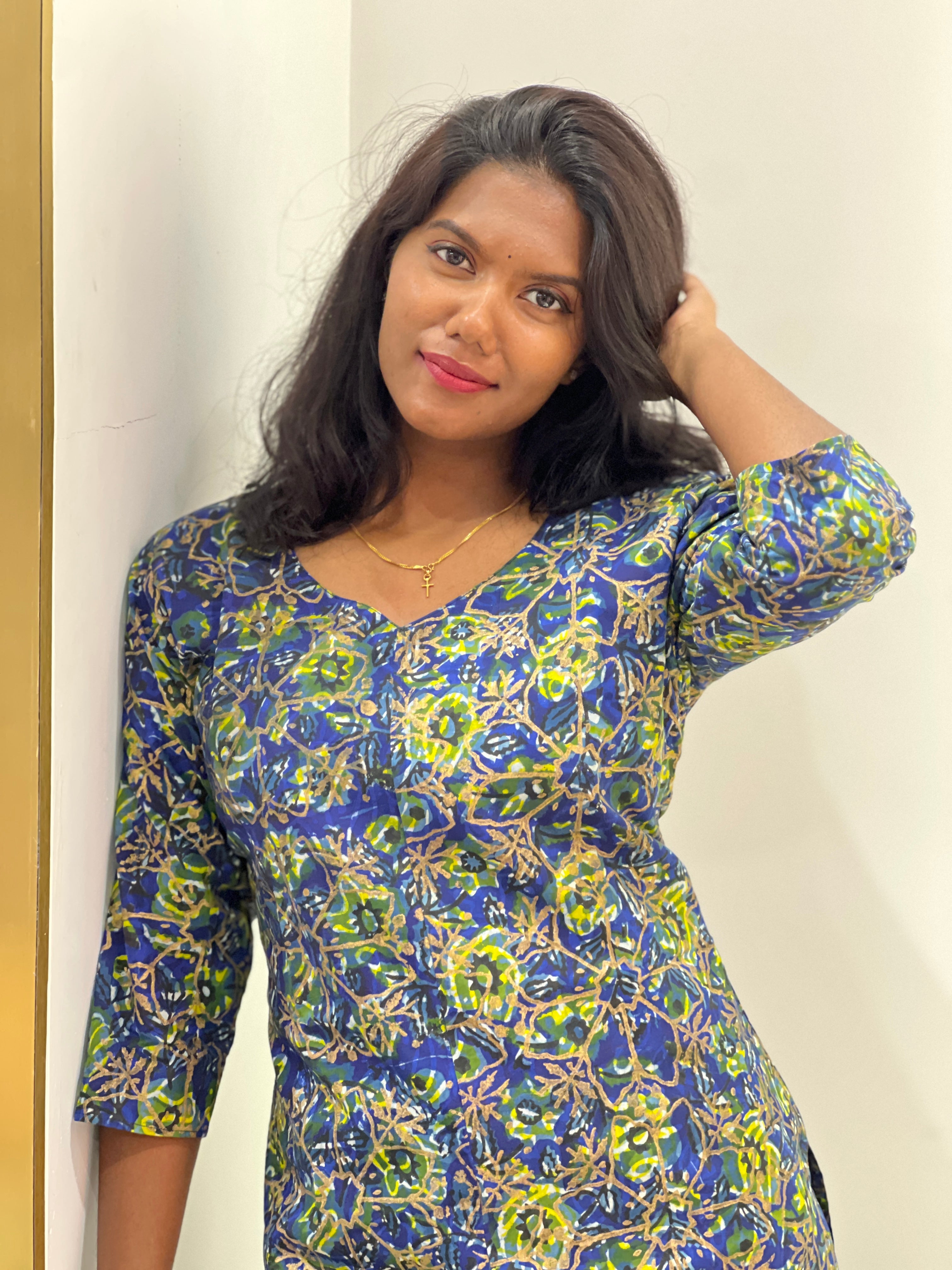 Printed Patterned Cotton Kurta | RMLA131